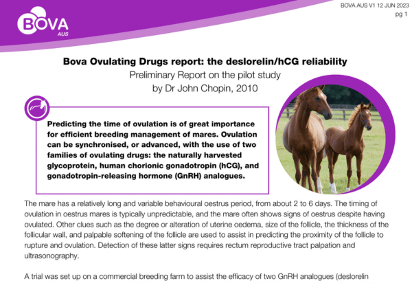 Bova Ovulating Drugs report the deslorelinhCG reliability