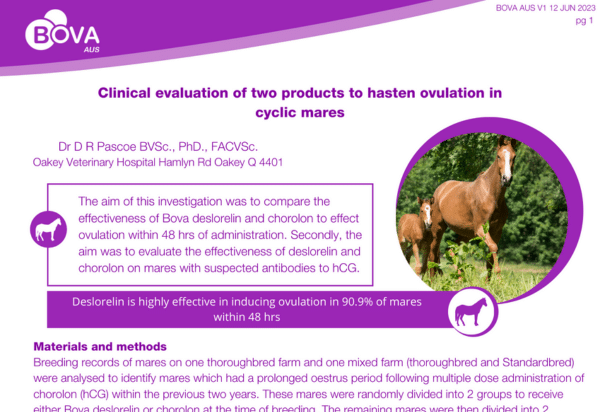 Clinical evaluation of two products to hasten ovulation in cyclic mares.