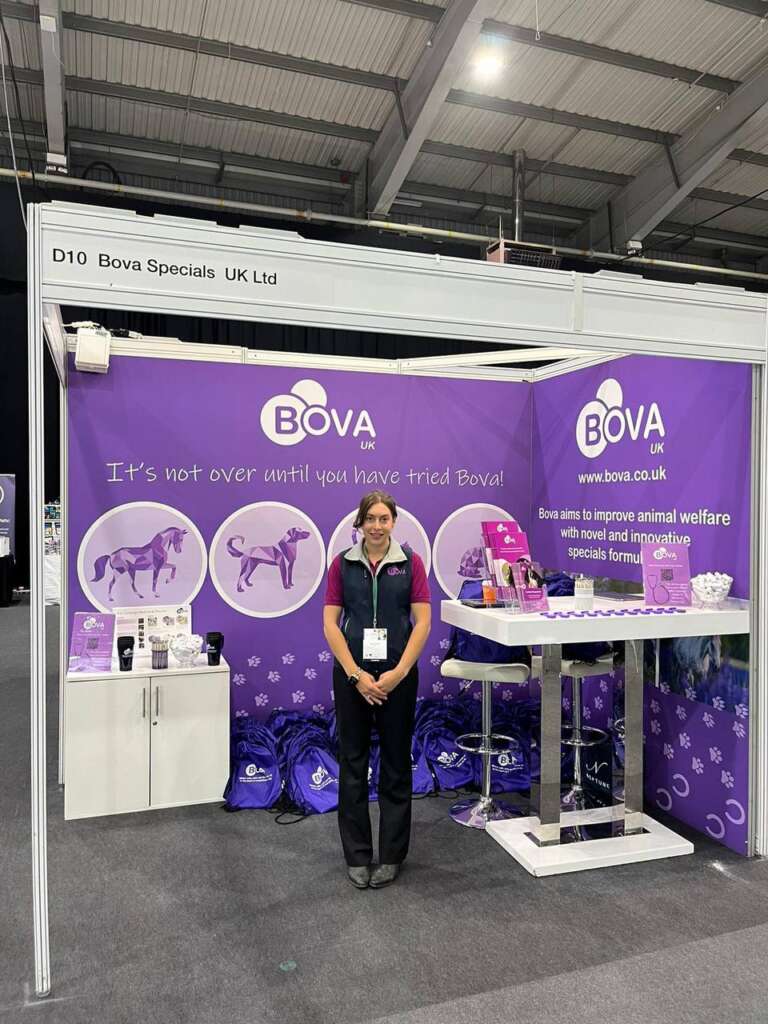 Mira Solanki, Bova UK's Territory Manager, ready to engage with visitors and showcase how Bova UK can support veterinary practices.